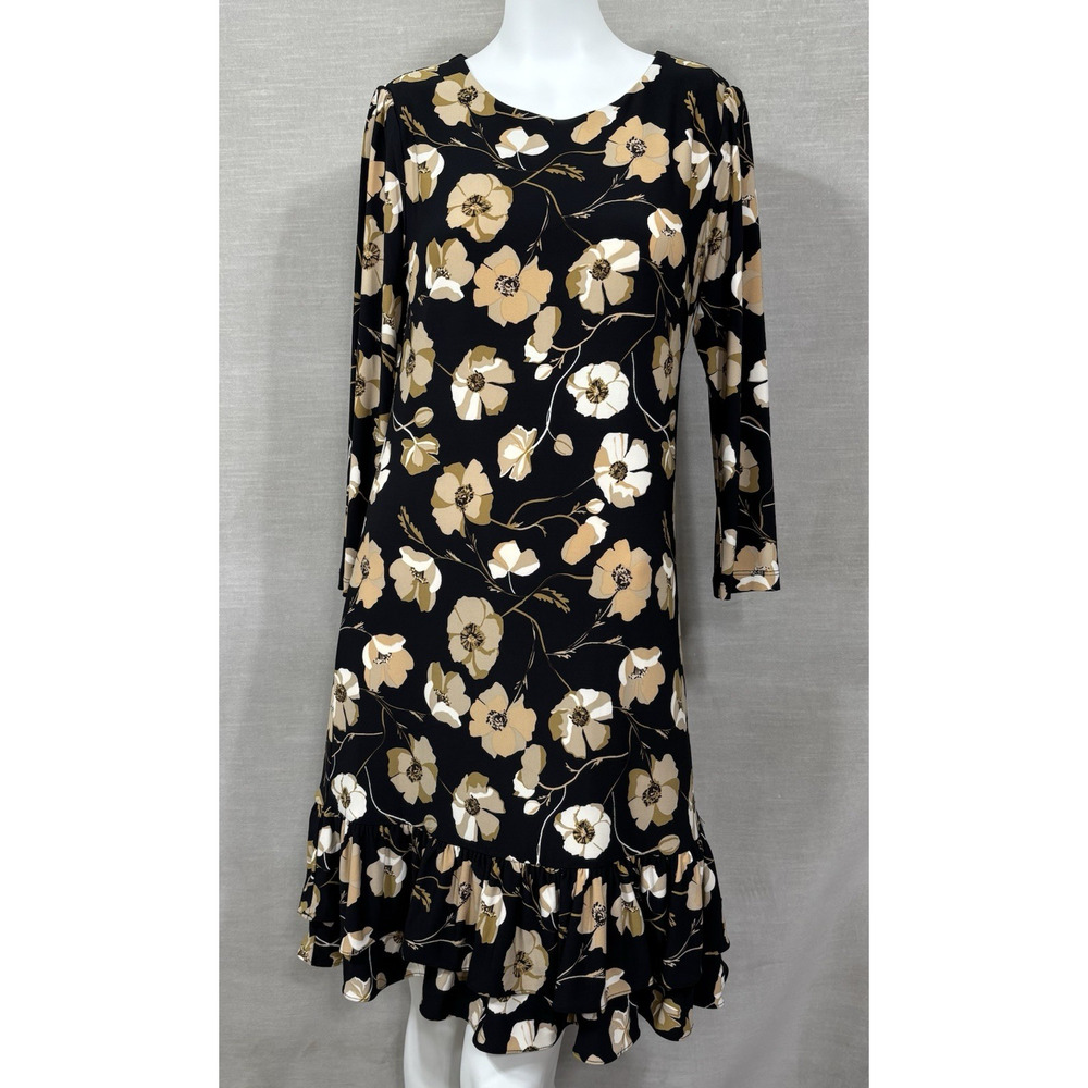 Tommy Hilfiger Floral Ruffle Hem‎ Dress Size 4 Dark Romantic Midi